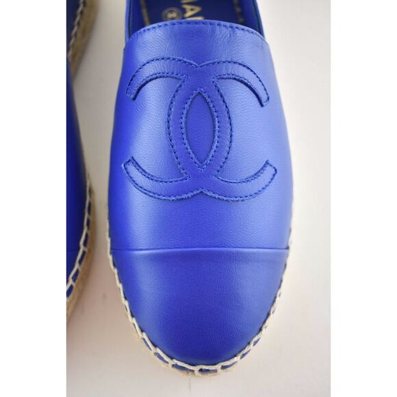 Chanel 19C Blue Lambskin Leather CC Logo Double Sole Espadrille Ballet Flat 35 - Picture 7 of 12